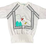 Vintage 80s Baby Pink Mixed Media Skiing Winter Sweatshirt Crew Neck Size L Size L Photo 1