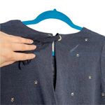 Grace & Mila Navy Blue Gold Glitter Paw Print Button Back Woven Blouse Size L Photo 8