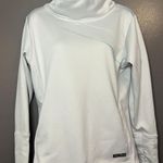 EightyOne 20 Sweatshirt Womens Medium Blue Cowl Neck Funnel Fleece Pullover White Photo 0