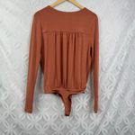 Free People ‎ Turnt Surplice Long Sleeve Thong Bodysuit Size M NWT Ginger Spice Photo 4