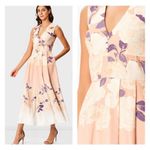 Eshakti  floral ombre crêpe banded empire waist plunge V maxi dress women’s /XL Photo 3
