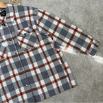 HFX Wool Blend Flannel Plaid Shacket Jacket Western Relaxed Fit Gray/Brown L Gray Size L Photo 13