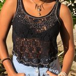 Urban Outfitters  Black Sheer Lace Beaded Blouse Photo 1