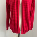 European Cardigan Sweater Medium Red Silver Metallic Stripe Clean‎ Girl Pullover Photo 4