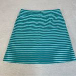 Talbots  Size 10 Striped Teal Turquoise Women's Midi Skirt Stretch Pockets A-Line Photo 1