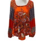 Free People  Top Fall XS Blouse Oversized Flowy Cottage Boho Shirt Billowy 70s Photo 10