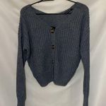 NWT Moon & Madison size Medium Textured Knit Crop Sweater Steel Blue Reversible Photo 11