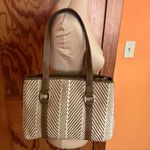 NWT Jamaica Bay Woven Tote | Neutral Brown & Cream Shoulder Bag Photo 13