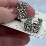 Do Everything In Love NWT 14K GP “” basket weave earrings Photo 5