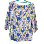 CHAPS  Fresh Floral Cotton Tassel Blouse Size Small Photo 0