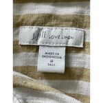 J.Jill Love Linen Tan White Striped Button Front Shirt Size Medium Tall MT Photo 6