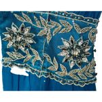 NWT Mandalay Turquoise Blue Silk Beaded Sequin Midi Evening Gown Dress Womens 4 Photo 8