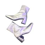 A New Day Pippa Metallic Silver Block Heel Ankle Boots Size 11 Stretch Cosplay Photo 0