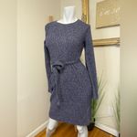 Gap  Softspun Ribbed Long Sleeve Tie-Waist Dress Grey Medium NWT Photo 2