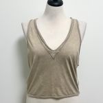 Free People Movement Slate Storm Tan Kickin In V Neck Open Back Tie Tank Large Photo 0