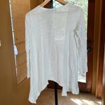 Tahari  100% Linen Open Front Waterfall Shark bite Cardigan White Size Medium Photo 4