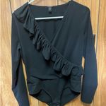 J.Crew  Black Ruffle Long Sleeve Bodysuit Photo 0