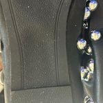 Black Faux Leather Silver Studded Ballet Flat Western Boho Grunge Goth Size 8.5 Photo 1