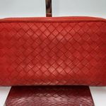Bottega Veneta  Red/Orange Intrecciato Woven Nappa Leather Zip Around Wallet Photo 0