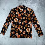 Susan Graver  Shirt Floral Mock Neck Dark Floral Flowers‎ Casual Autumnal Fall XS Photo 2
