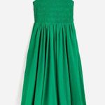 Madewell Green The Melody Bubble-Hem Smocked Midi Dress in Poplin Size XXS Photo 5