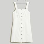 Madewell  Denim Square-Neck Sleeveless Mini Dress in Tile White Size 16 Photo 3