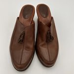Ariat  Brown Leather Tassle Slip On Mules Heels Size 9B Photo 5