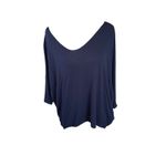 Vince Women's V Neck Dolman Sleeve Relaxed Fit Top Blouse Navy Blue Medium Photo 2