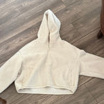 Uniqlo Off-White Women's Fleece Sherpa Hoodie cropped XL 1/2 zip Photo 0