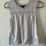 Banana Republic Light Grey Crewneck Crochet Hem Cotton Blend Tank Top XSMALL Photo 0