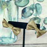 Vintage Metallic Gold Bow Tie Earrings Gold Photo 2