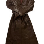 Vintage Brown Genuine Leather Long Coat Women's Trench Retro 12 Edgy Photo 0