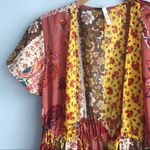 NEW Boho Floral Patchwork Tie Kimono Duster Yellow Photo 3