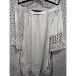 Selfie Leslie  White Off The Shoulder Lace Trim Cropped Top Size L Photo 6