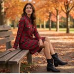 Adorable tartan Plaid Red Dress . New Size 12 Photo 2