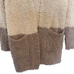 Bohme  Plush Colorblock Long Sleeve Open Front  Cardigan Cream Tan Womens Size XS Photo 3