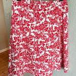 Spiegel Linen Cotton Blend Floral Scroll Paisley Red and White A-Line Skirt 12 Photo 0
