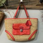 Coach 1941 Raffia Straw Shoulder Bag Photo 0