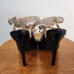 It's OK Black and Tan Strappy Heels Size 8W pointy toe heels wide heels Photo 3
