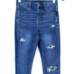 American Eagle Outfitters Women's Distressed Curvy Jegging Jeans Blue Denim Sz 0 Photo 1