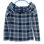 Banana Republic  Size XS Sweater Blue Plaid Cowl‎ Neck Pullover Formal Workwear Photo 0