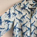 For Cynthia Tunic White w/ Blue Giraffes Linen Blend 3/4 Sleeves Sz 1X EUC Photo 5