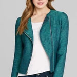 Elie Tahari  Brenna Teal Moto Jacket Photo 0