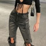 Princess Polly  black high Waist Erissa Knee Rip Straight size 8 Photo 1