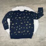 Kendall + Kylie navy animal print, metallic shimmer pullover sweater. Sz medium Photo 2