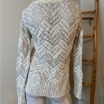 Lucky Brand Womens Metallic Silver Chevron Stripe Open Knit Sweater Size Small Photo 3