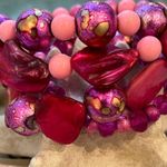Handmade  beaded stretchy stackable pink Barbie bracelets Photo 9