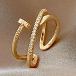 1pc Chic Paved Zirconia Adjustable Wrap Ring Shining Golden Finish Gold Photo 1