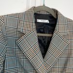 Mango MNG Double breasted check blazer brown blue plaid size 2 Suit line Photo 2