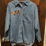 Vintage honors Christmas embroidered denim button up Blue Size M Photo 0